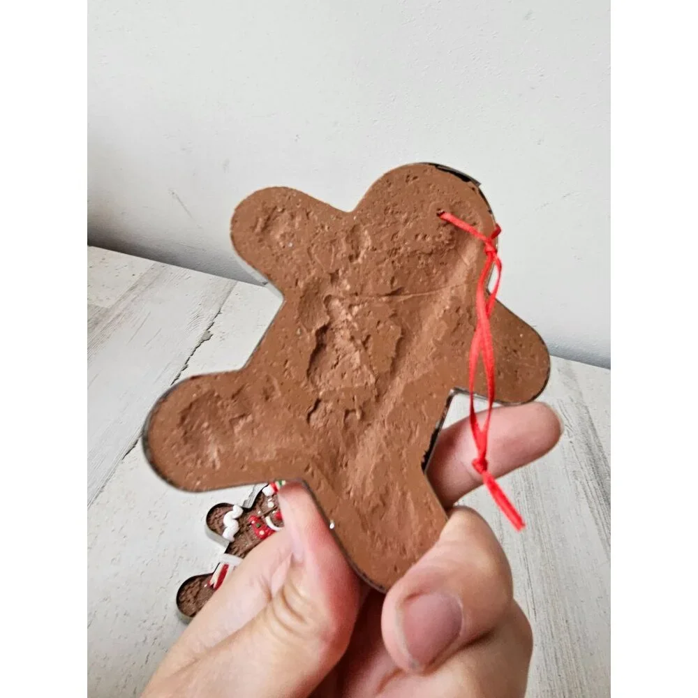 Vintage gingerbread cookie cutter ornament Xmas peppermint tree unique glitter s